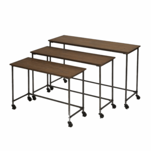 Brown Wooden Nesting Table (Set Of 3)