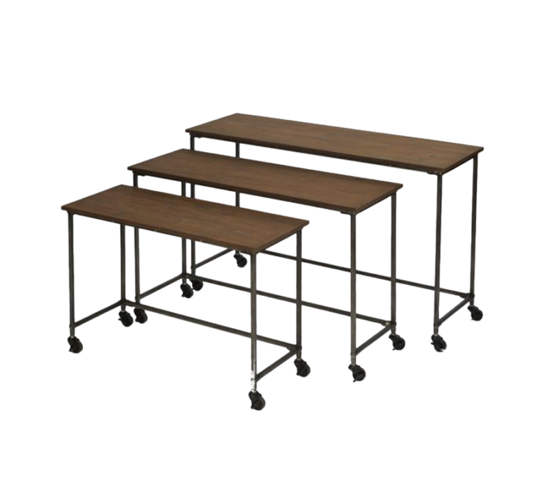 Brown Wooden Nesting Table (Set Of 3)