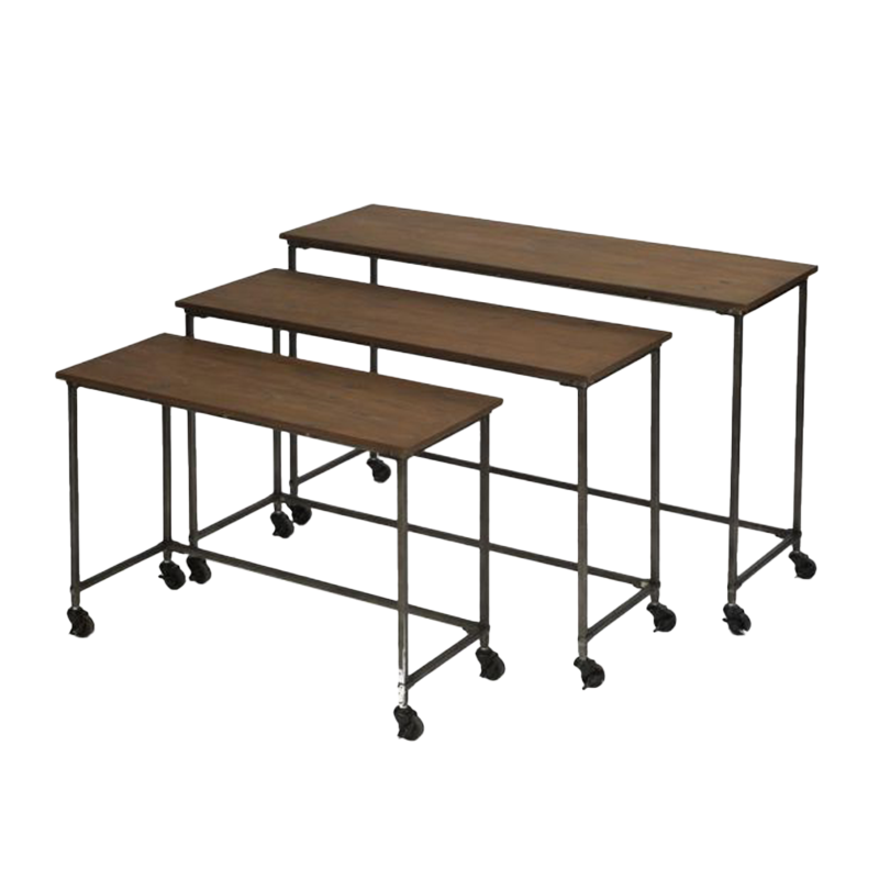 Brown Wooden Nesting Table (Set Of 3)