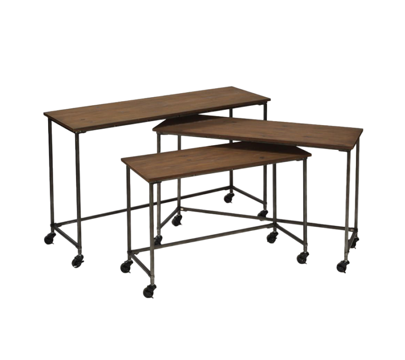 Brown Wooden Nesting Table (Set Of 3)