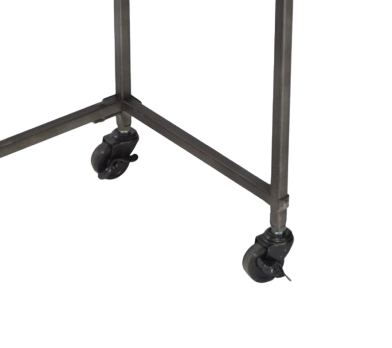 Brown Wooden Nesting Table (Set Of 3) Wheels Detial View
