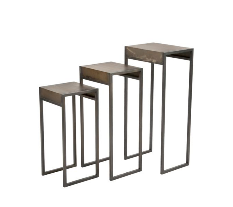 Burnished Gold Metal Side Table (Set Of 3)