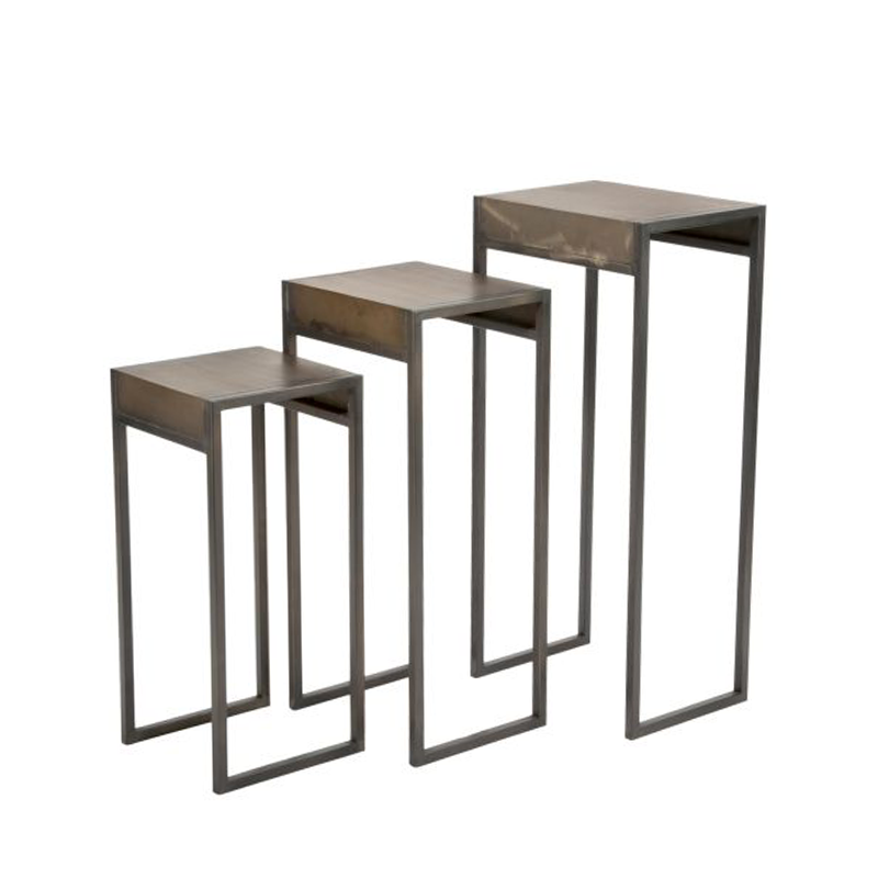 Burnished Gold Metal Side Table (Set Of 3)