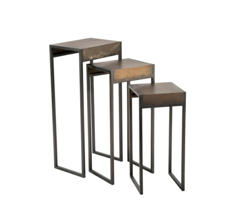 Burnished Gold Metal Side Table (Set Of 3)