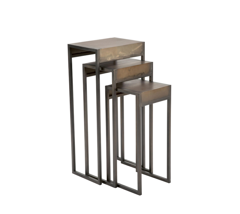Burnished Gold Metal Side Table (Set Of 3)