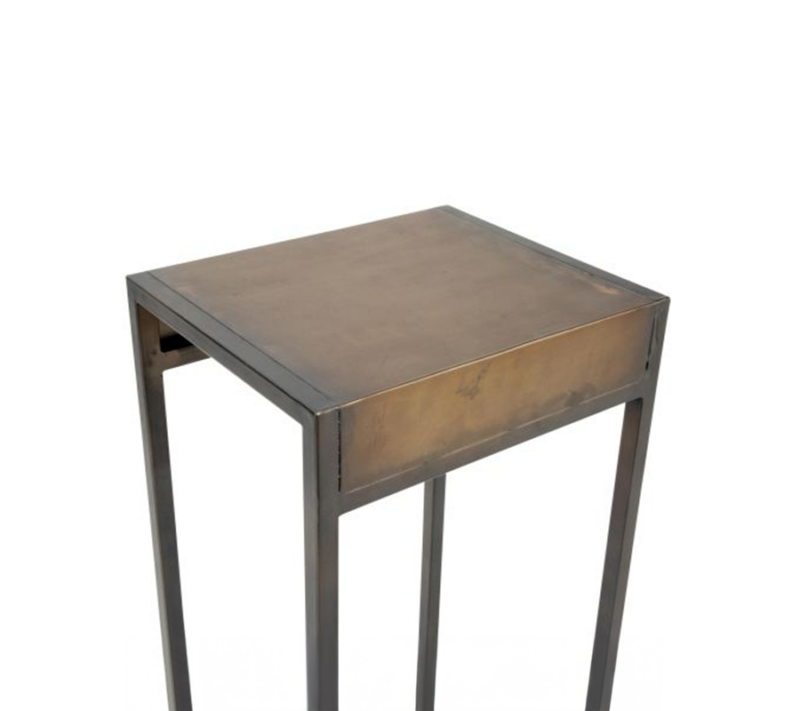 Burnished Gold Metal Side Table (Set Of 3) Table Detail View