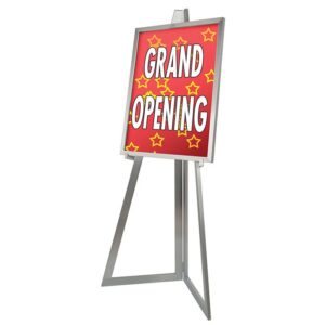 FLOOR STANDING FOLDING SIGN HOLDER- SATIN CHROME