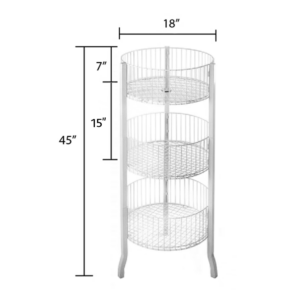 White 3-Tier Round Wire Basket Rack