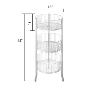 3-TIER ROUND WIRE BASKET RACK - WHITE