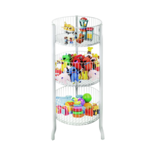 3-TIER ROUND WIRE BASKET RACK - WHITE