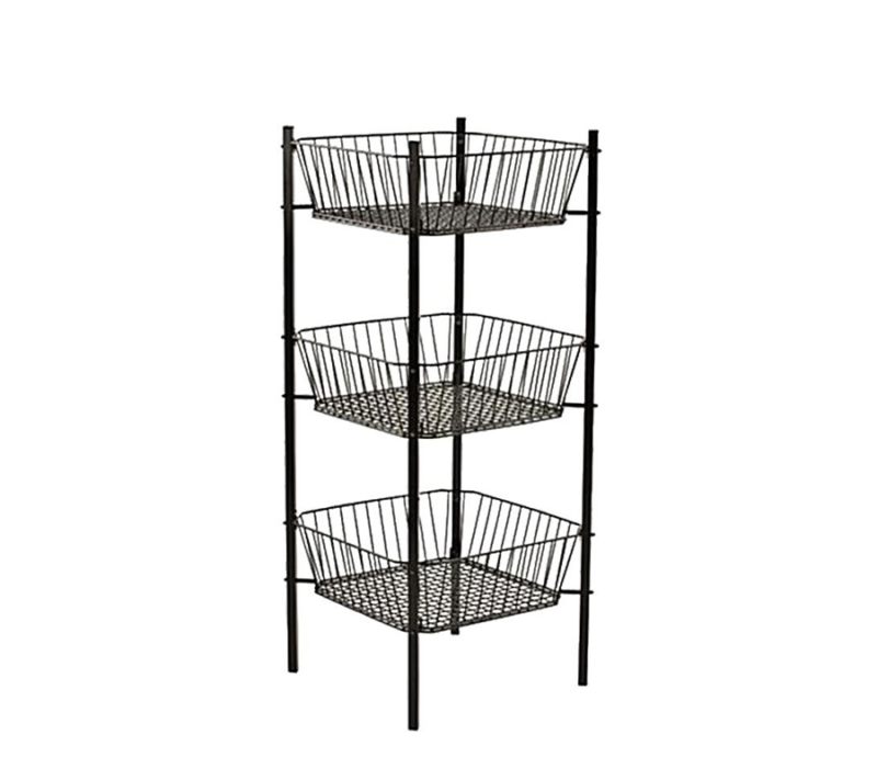 Black 3-Tier Square Bin Display