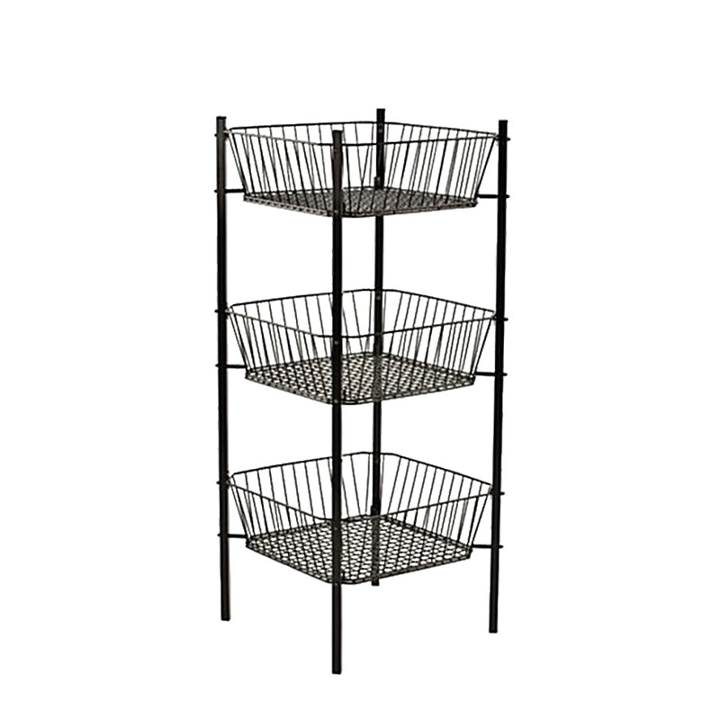 Black 3-Tier Square Bin Display