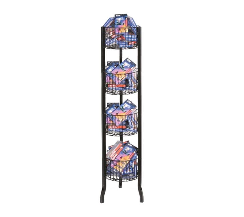 4-TIER ROUND BIN DISPLAY- BLACK