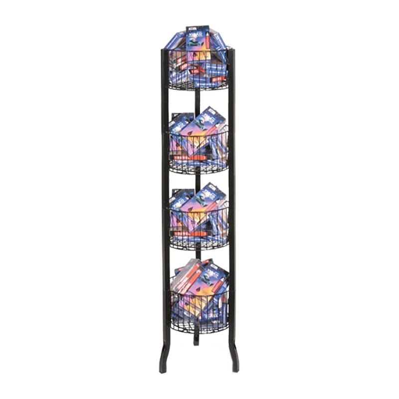 4-TIER ROUND BIN DISPLAY- BLACK