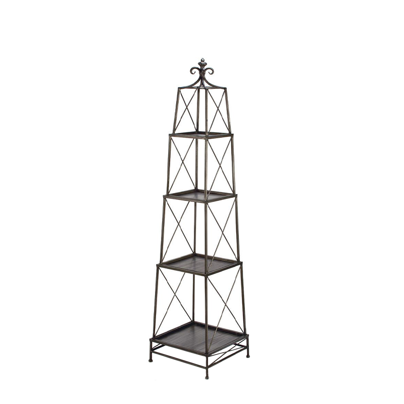 Gunmetal Gray 4-Tier Metal Obelisk Display