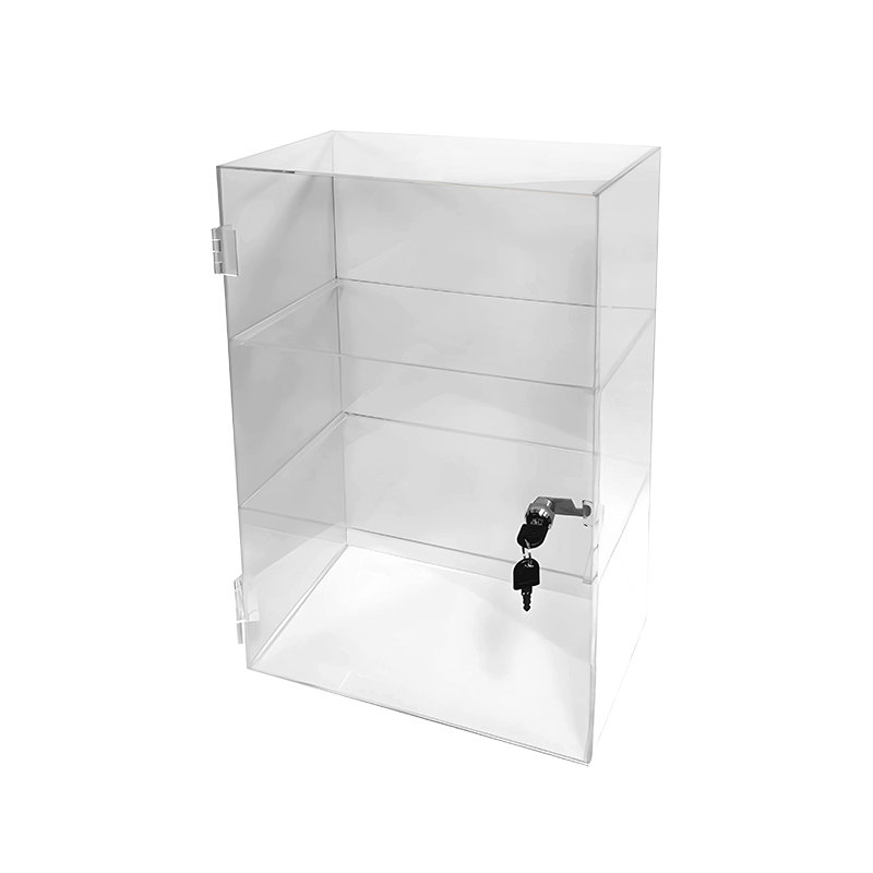 3 Shelves Acrylic Countertop Display Case w/ Hinged Locking Door