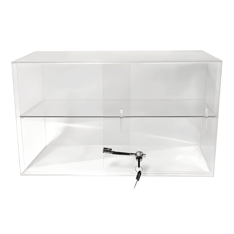 2 Shelves Acrylic Countertop Display Case w/ Hinged Locking Door Acrylic