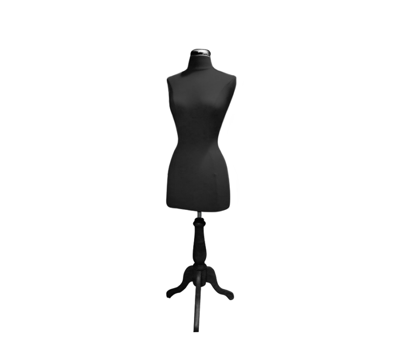 Black Headless Female Body Form With Wood Base