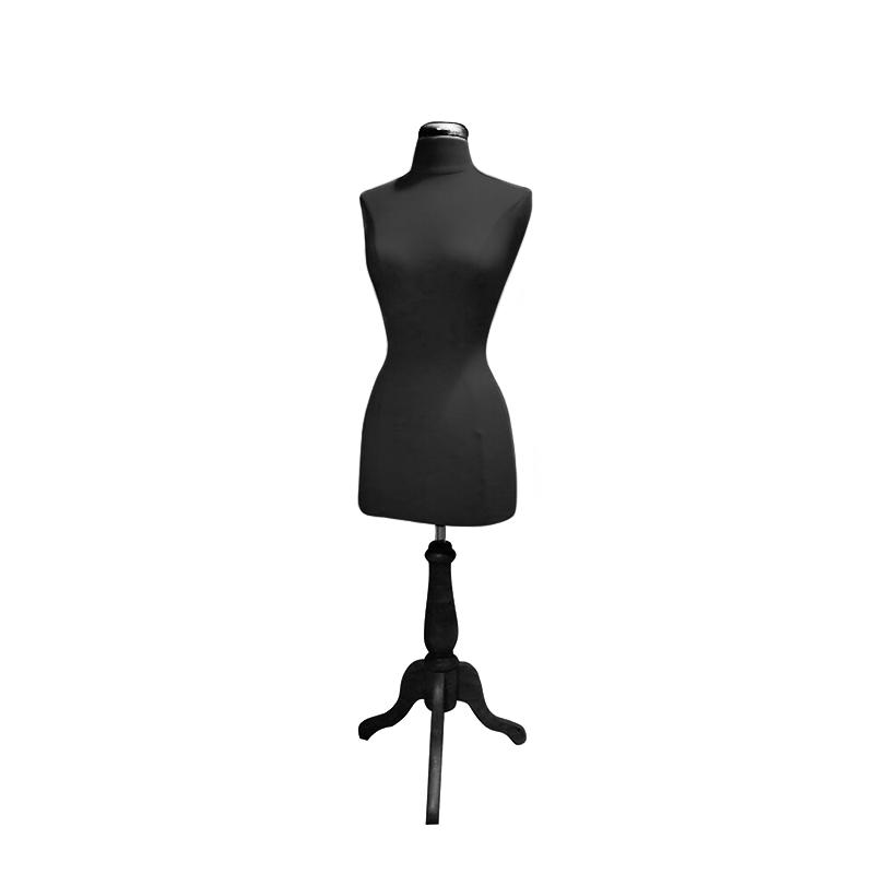 Black Headless Female Body Form With Wood Base