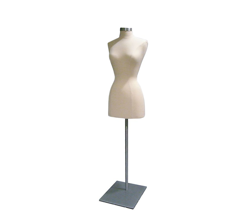Cream Headless Female Body Form With Metal Base