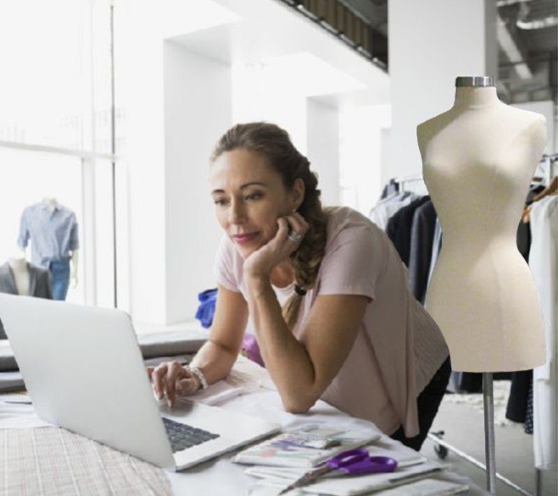 elegantly displaying half body form in an office