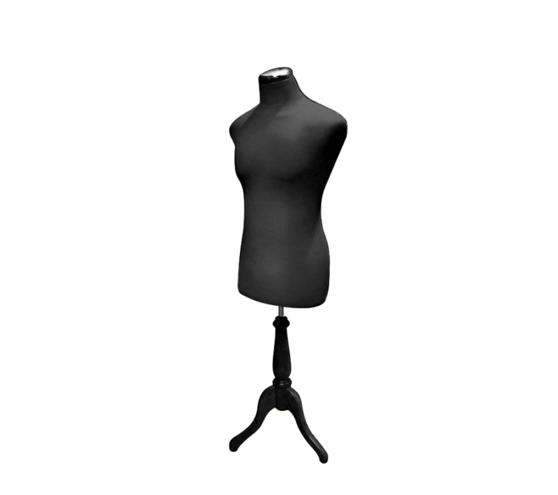 Black Headless Male Body Form With Wood Base