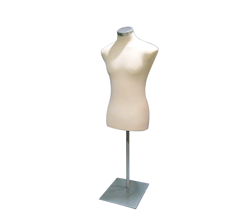 Cream Headless Male Body Form With Metal Base
