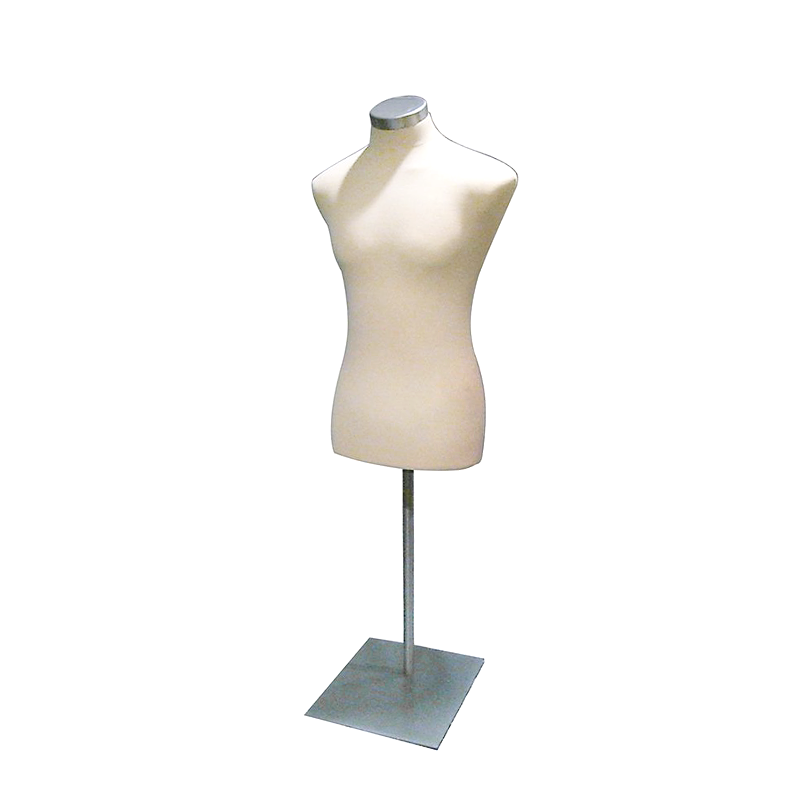 Cream Headless Male Body Form With Metal Base