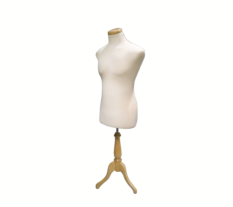 Cream Headless Male Body Form With Wood Base