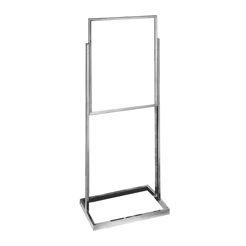 SINGLE BULLETIN SIGN HOLDER W/TUBE BASE - CHROME