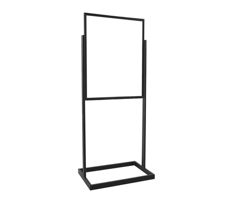 SINGLE BULLETIN SIGN HOLDER W/TUBE BASE - MATTE BLACK