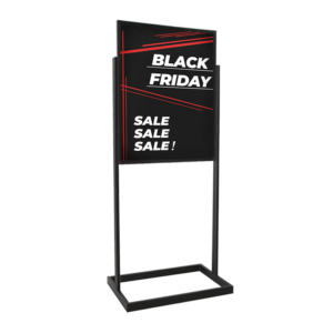 SINGLE BULLETIN SIGN HOLDER W/TUBE BASE - MATTE BLACK