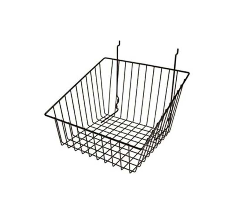 12"L x 12"W x 8"H All Purpose Sloped Front Basket - Black