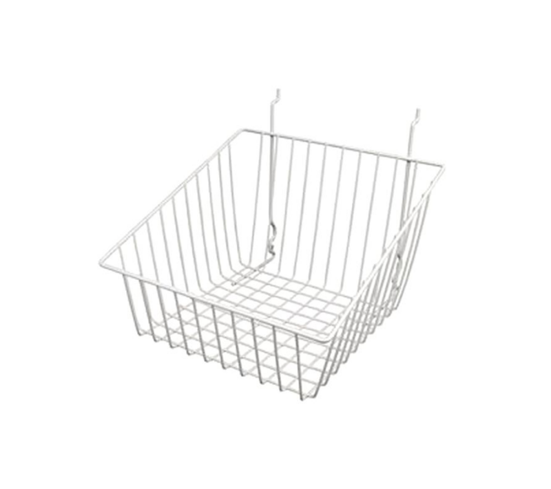 12"L x 12"W x 8"H All Purpose Sloped Front Basket - White