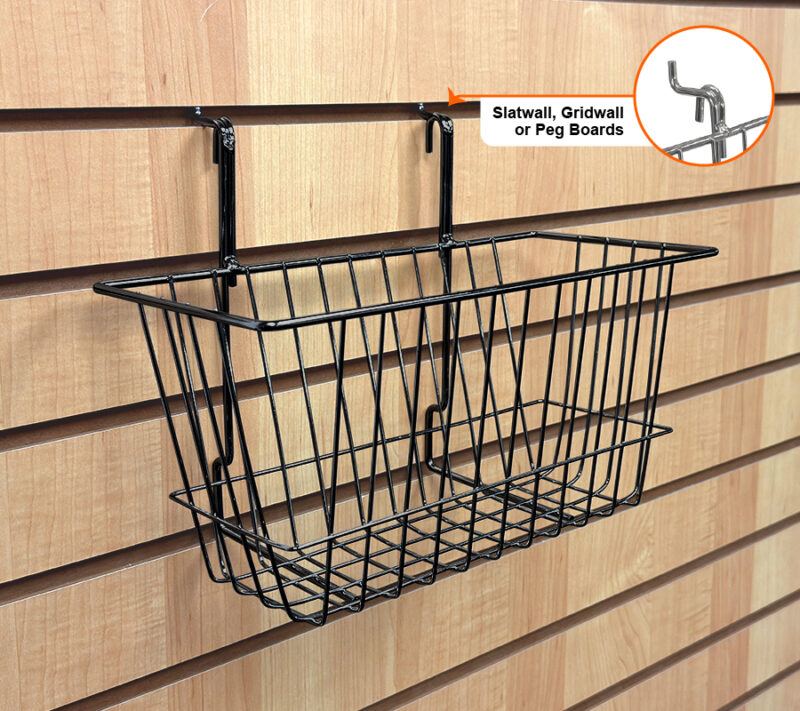 12"L x 6"W x 6"H All Purpose Narrow Basket - Black