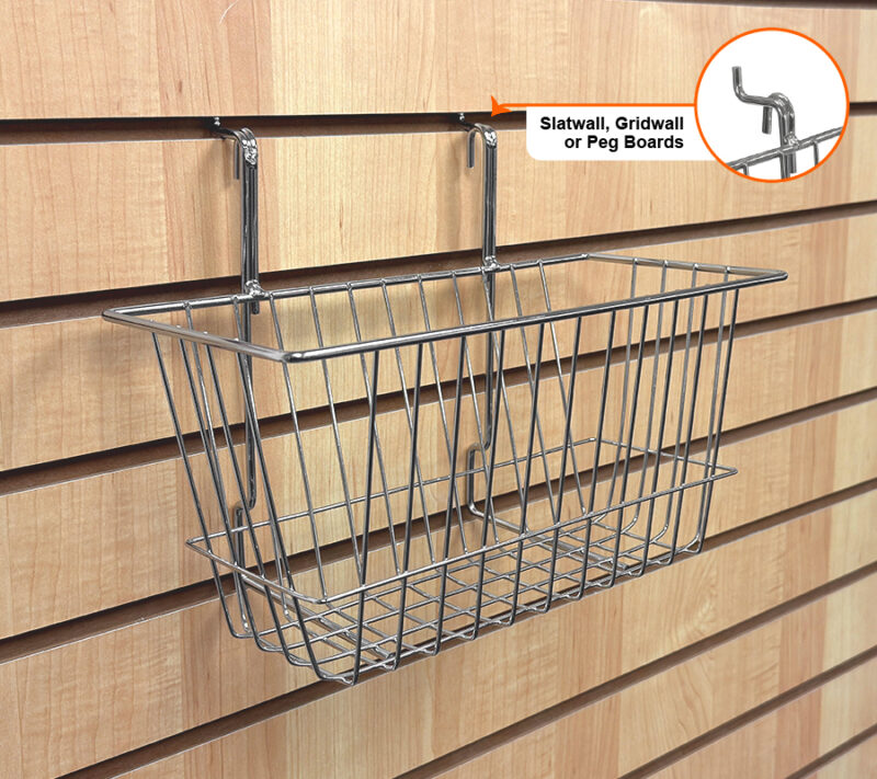 12"L x 6"W x 6"H All Purpose Narrow Basket - Chrome