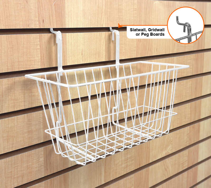 12"L x 6"W x 6"H All Purpose Narrow Basket - White