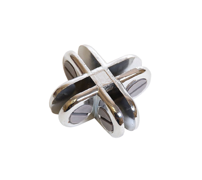 4-Way Metal Connector For Glass Display - Chrome