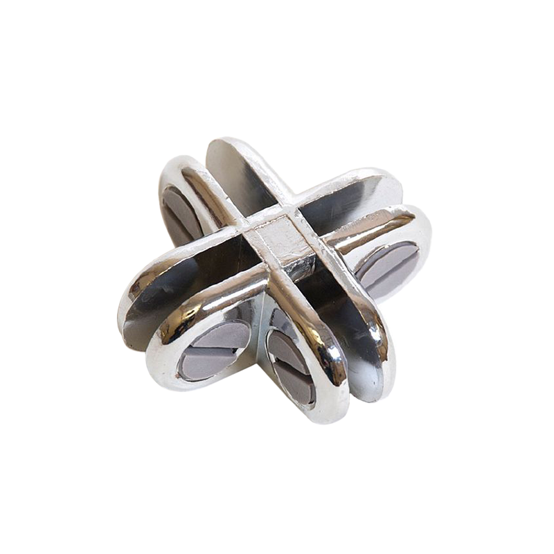 4-Way Metal Connector For Glass Display - Chrome