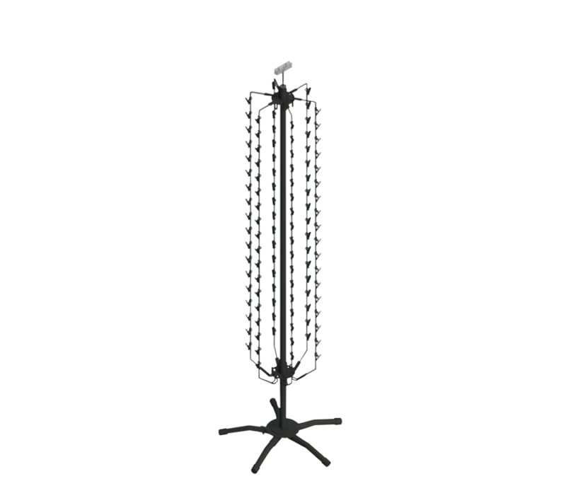 Black Rotating Floor Strip Spinner Rack w/ 108 Clips