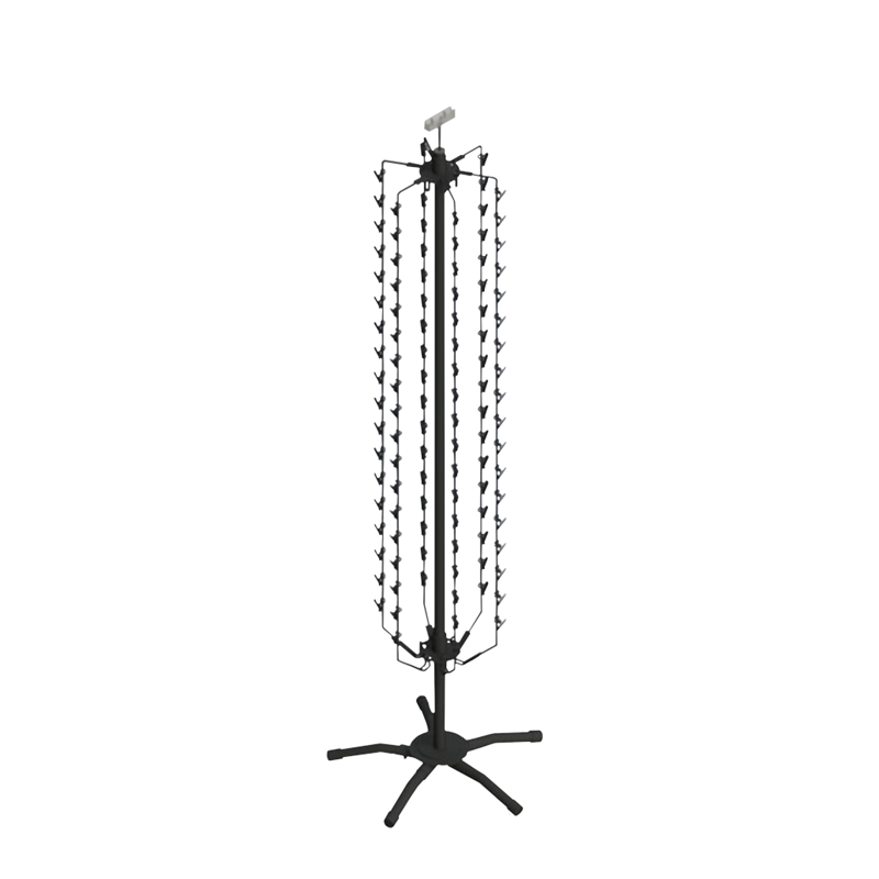 Black Rotating Floor Strip Spinner Rack w/ 108 Clips