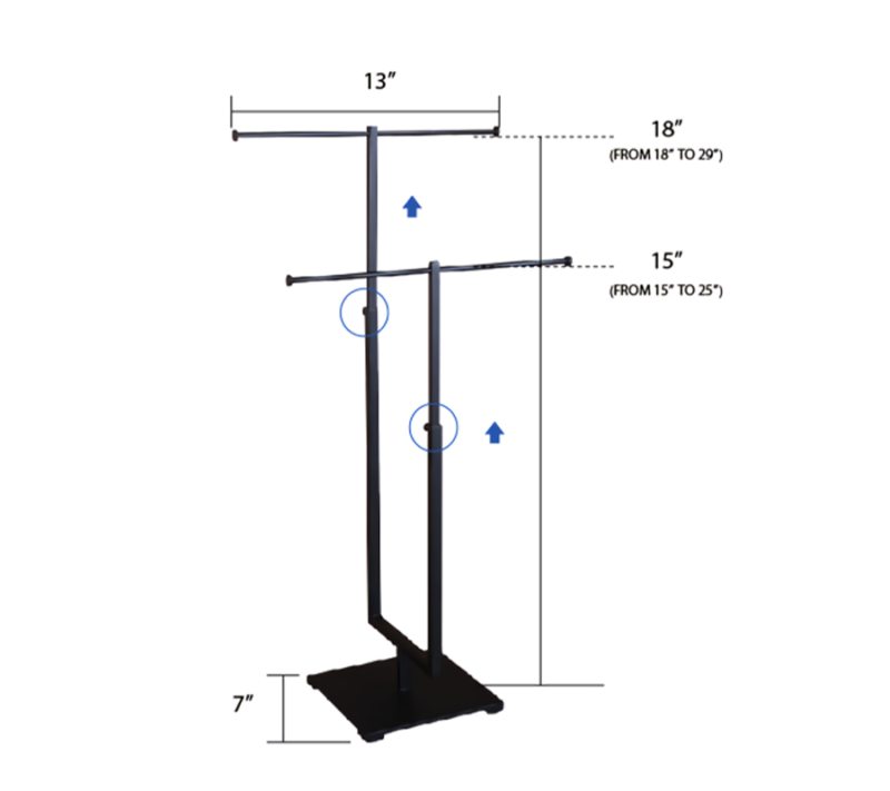 Matte Black 2-Tier Jewelry Display Dimension