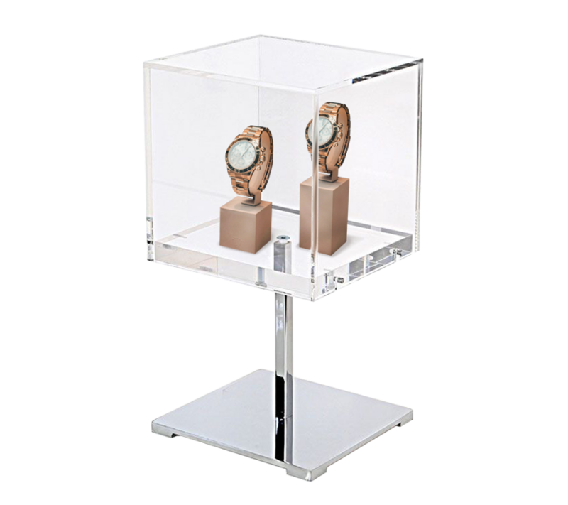 7" Square Countertop Jewelry Display w/ Chrome Base