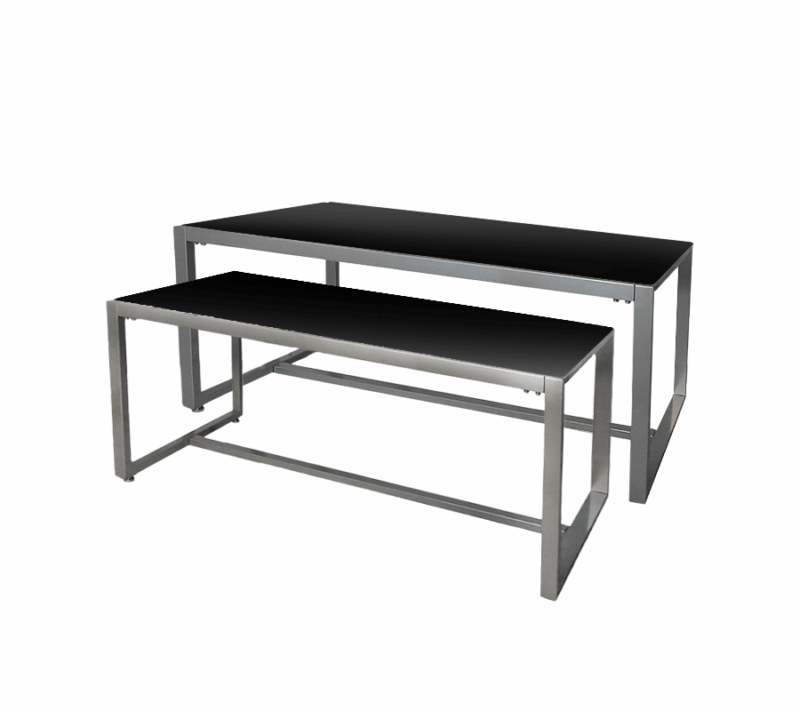 Black & White Reversible Wood Top Table Set Black ver.