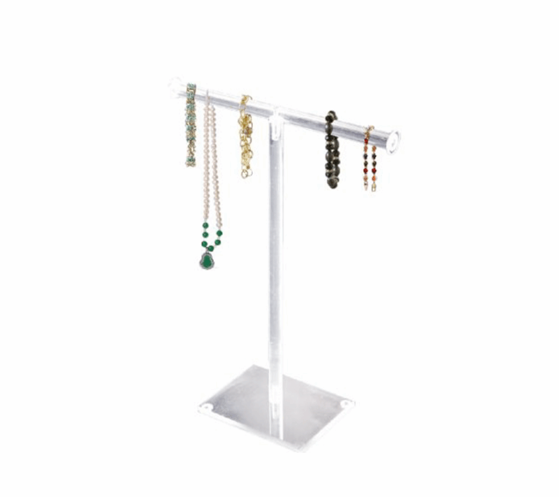 Acrylic Single-Tier Necklace And Bracelet Bar Display With Accessories