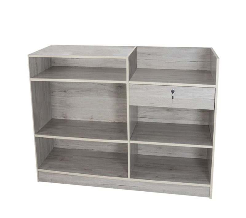 Barnwood 4' 2-in-1 cash wrap register counter back view