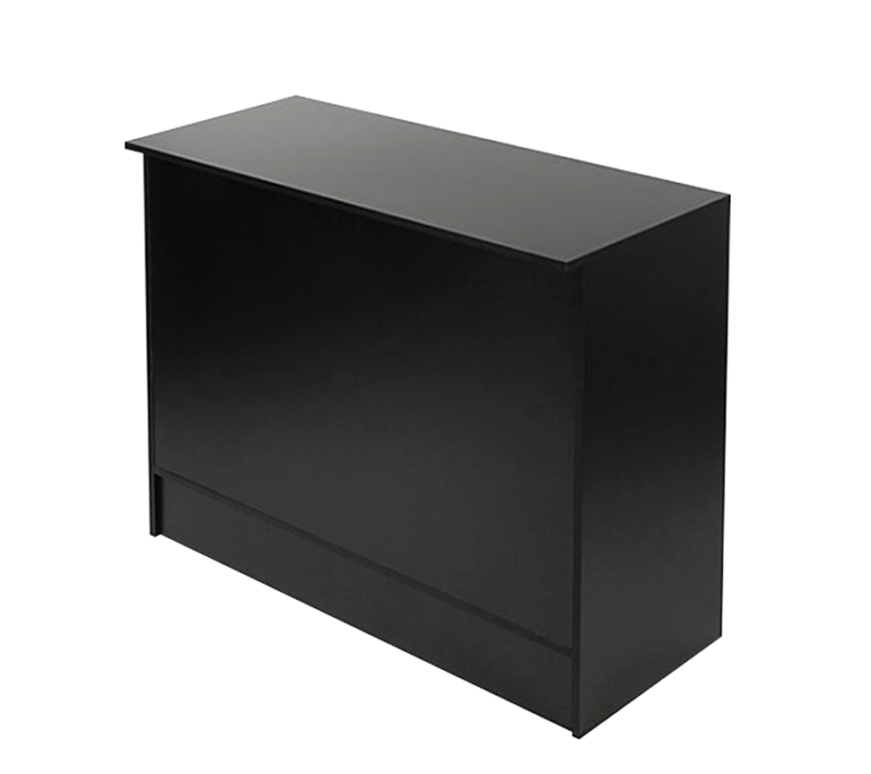 Black 4' cash wrap counter front view