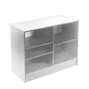 White 4' cash wrap counter back view