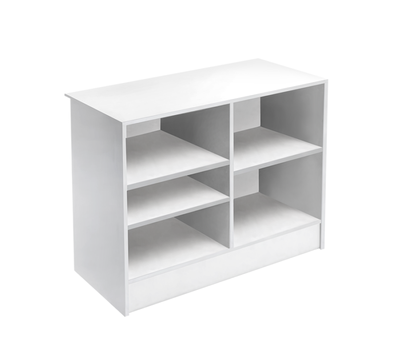 White 4' Cash Wrap Counter Back View