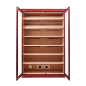 Double Door Cigar Cabinet Humidor with the doors open